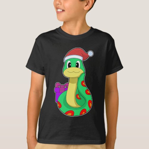 Snake Christmas Santa hat T_Shirt