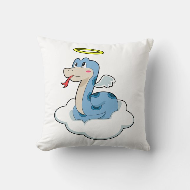 Snake Cloud Angel Throw Pillow (Front)