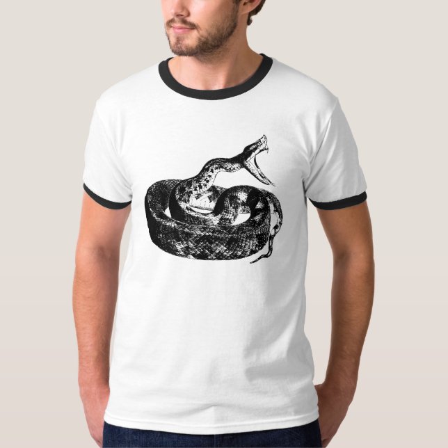 Snake, Cobra Mens Black and White Shirt (Front)