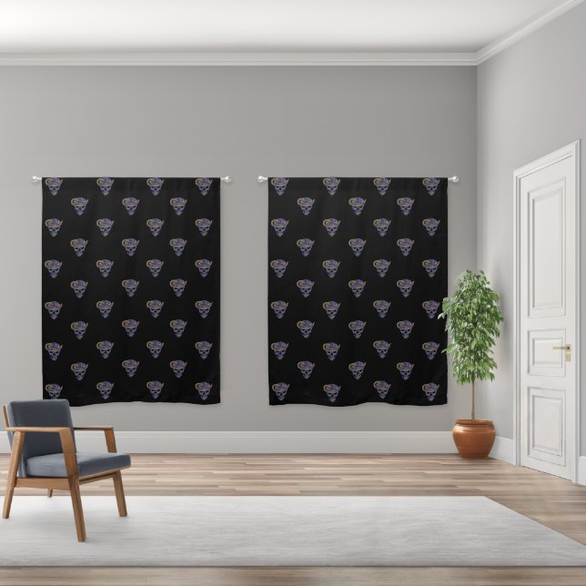 Snake Coiled Around Skull Thru Eyes 50" x 63" Blackout Curtains (Wide)