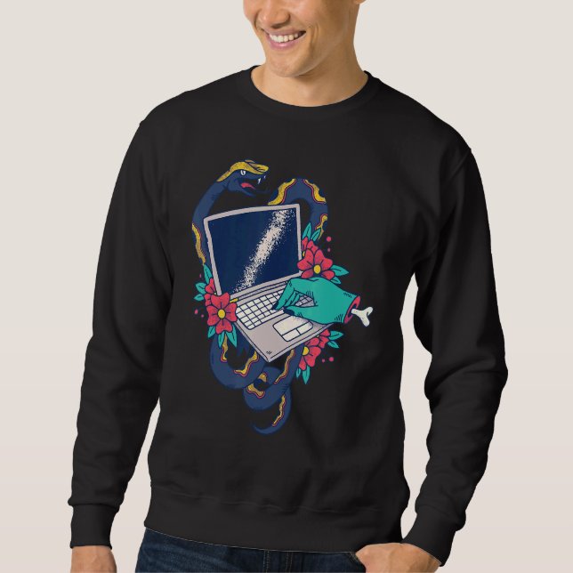 Snake Computer Hand Art Sweatshirt (Front)