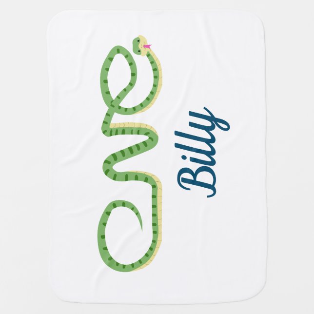 Snake design for one wild  with name baby blanket (Front)