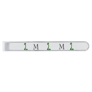 Snake Design Monogrammed Silver Finish Tie Bar