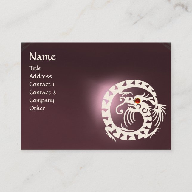 SNAKE DRAGON AMETHYST  purple white red pink Business Card (Front)