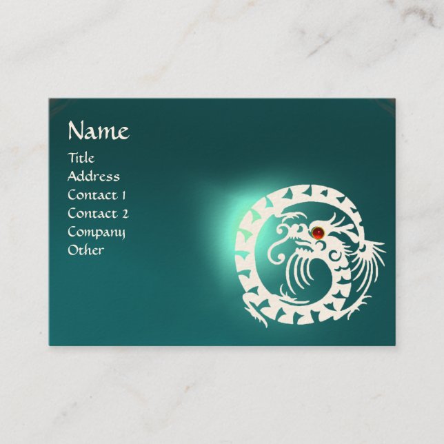 SNAKE DRAGON AQUAMARINE blue white red Business Card (Front)