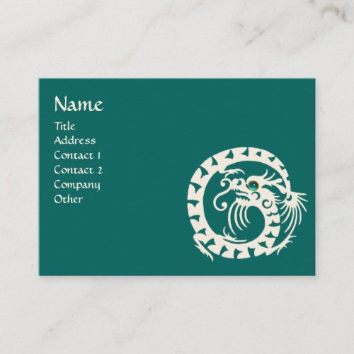 SNAKE DRAGON AQUAMARINE white blue green Business Card