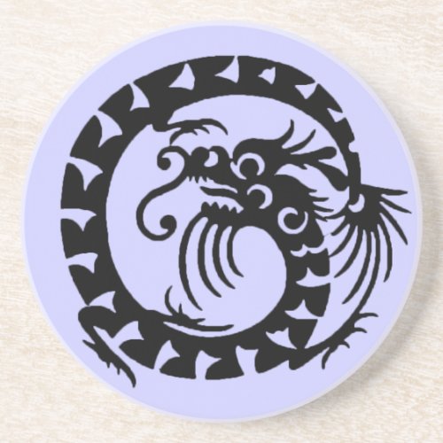 SNAKE DRAGON  black and blue Sandstone Coaster