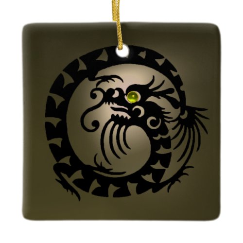 SNAKE DRAGON Black and Grey  Agate Ceramic Ornament