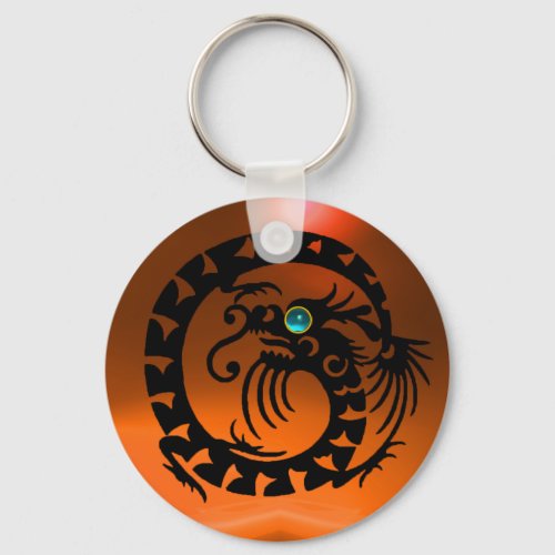 SNAKE DRAGONblackblue agate orange yellow Keychain