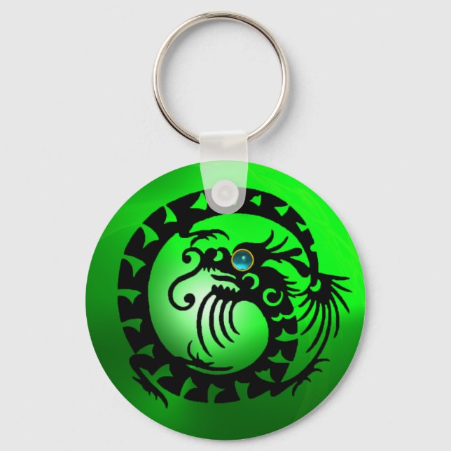 SNAKE DRAGON,black,blue aquamarine,emerald green Keychain (Front)