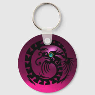 SNAKE DRAGON,black,blue aquamarine,pink amethyst Keychain