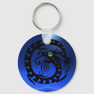 SNAKE DRAGON,black,blue aquamarine,sapphire Keychain