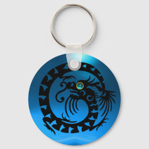 SNAKE DRAGON,black,blue sapphire, Keychain