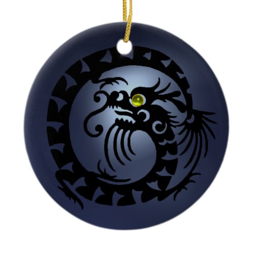 SNAKE DRAGON  Black Blue Topaz ,Purple Amethyst Ceramic Ornament