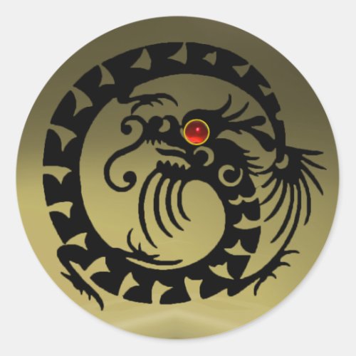 SNAKE  DRAGON black grey agatered ruby Classic Round Sticker