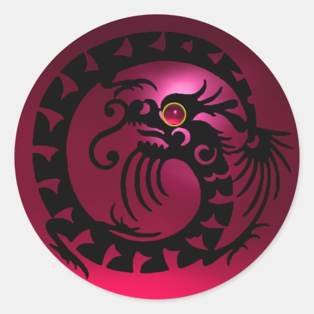 SNAKE  DRAGON ,black,red pink ruby Classic Round Sticker (Front)