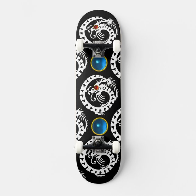 SNAKE  DRAGON, Black,White Red Ruby ,Blue Sapphire Skateboard (Front)