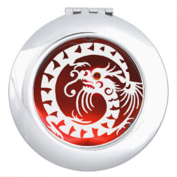 SNAKE  DRAGON, Black,White ,Red Ruby Compact Mirror