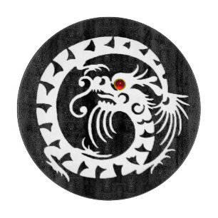 SNAKE DRAGON, Black,White ,Red Ruby Cutting Board