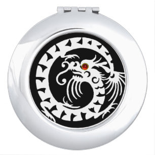SNAKE DRAGON, Black,White ,Red Ruby Makeup Mirror