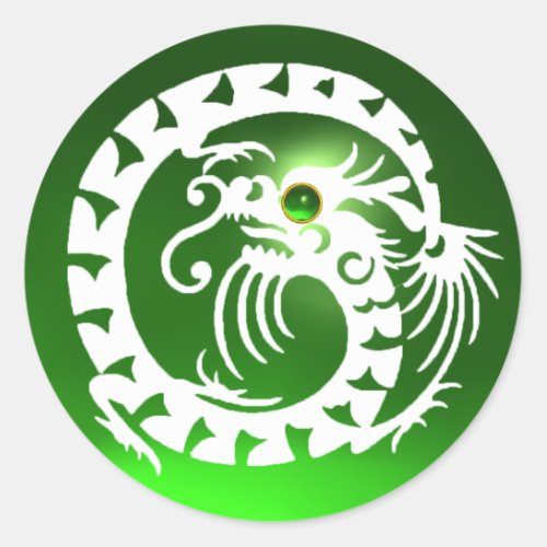 SNAKE  DRAGON  emeral green Classic Round Sticker
