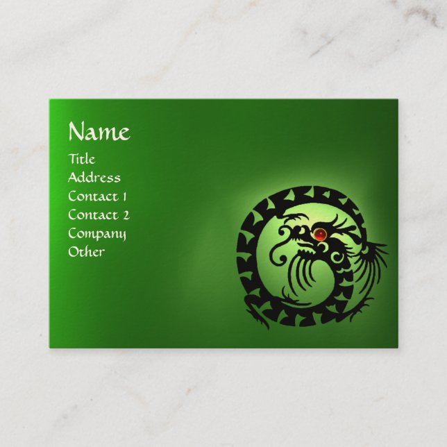 SNAKE DRAGON EMERALD green black red pink Business Card (Front)