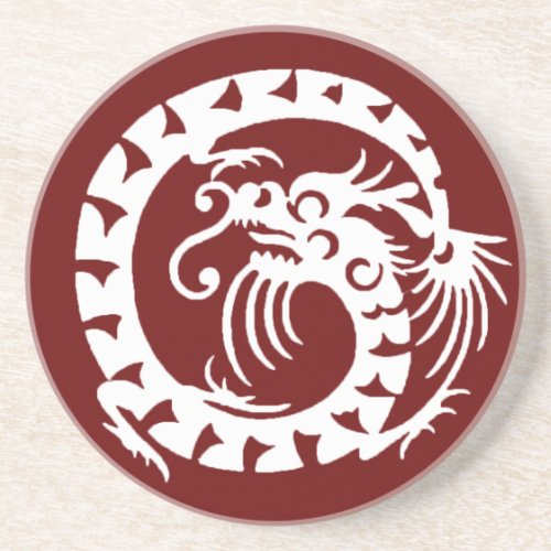 SNAKE DRAGON  red and white Drink Coaster
