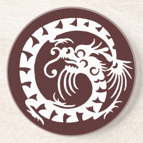 SNAKE DRAGON  red brown and white Drink Coaster