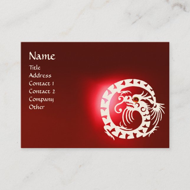 SNAKE DRAGON  RUBY black and white red Business Card (Front)