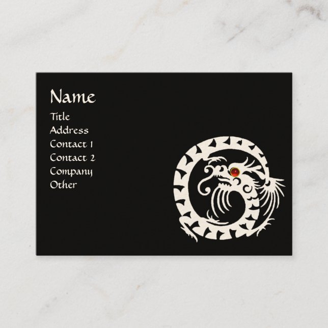 SNAKE DRAGON  RUBY black and white red Business Card (Front)