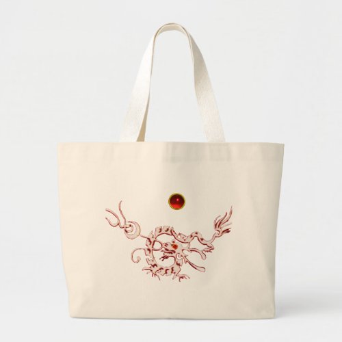 SNAKE DRAGON RUBY black and white red Large Tote Bag