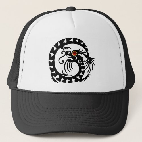 SNAKE DRAGON RUBY black and white red Trucker Hat