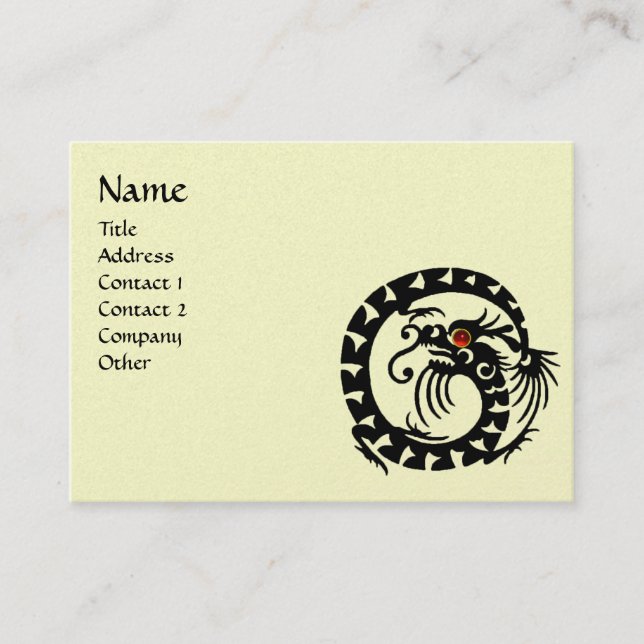 SNAKE DRAGON  RUBY black red, gold metallic yellow Business Card (Front)