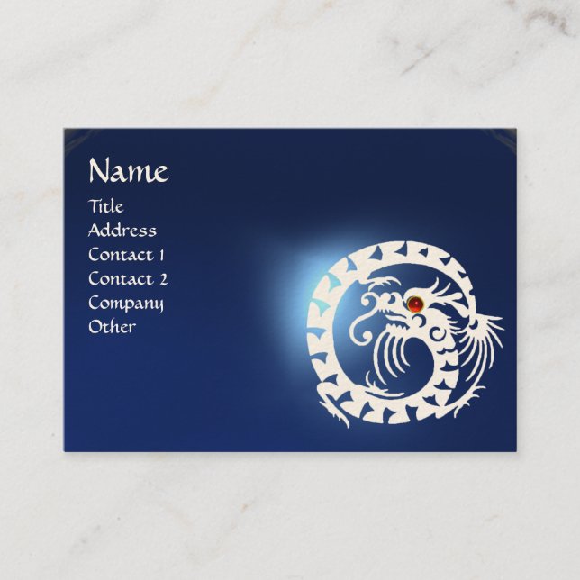 SNAKE DRAGON SAPPHIRE blue white red Business Card (Front)