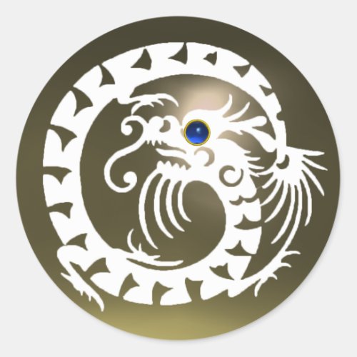 SNAKE DRAGON white blue sapphire grey agate Classic Round Sticker