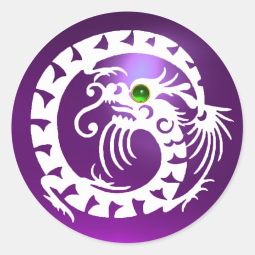 SNAKE  DRAGON  whitepurple amethystgreen emerald Classic Round Sticker