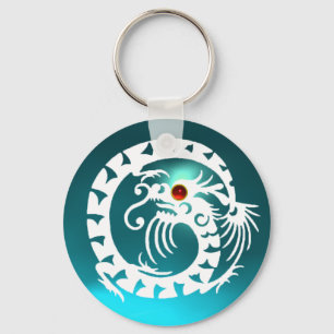 SNAKE DRAGON,white,red  ruby,blue aquamarine Keychain