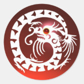 Chinese New Year • Lucky Fu Symbol • Red and Gold Classic Round Sticker, Zazzle