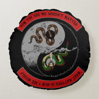 Snake/Dragon Ying/Yang Symbol Round Pillow