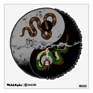 Snake/Dragon Ying/Yang Symbol Round Wall Decal