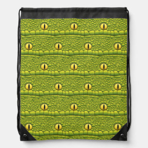 Snake Eyes Pattern - Abstract Green Reptile Drawstring Bag