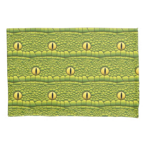 Snake Eyes Pattern - Abstract Green Reptile Pillow Case