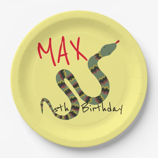 Snake for Exploring Jungle Safari Birthday Paper Plates (Front)