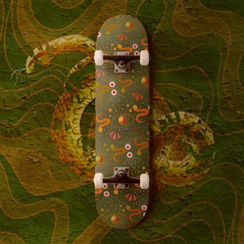 Snake Goddess green Skateboard