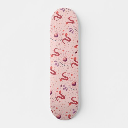 Snake Goddess pink Skateboard