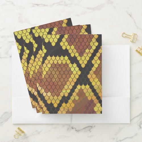Snake Gold Print Pocket Folder