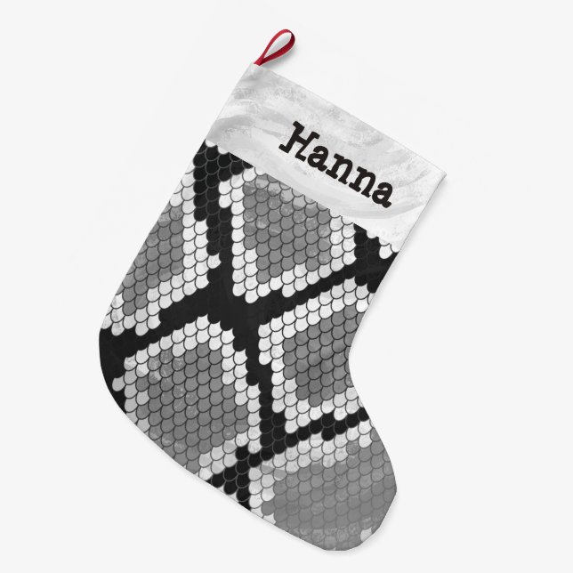 Snake Gray and Light Gray Large Christmas Stocking (Front (Hanging))