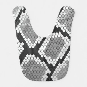 Snake Gray and Light Gray Print Baby Bib