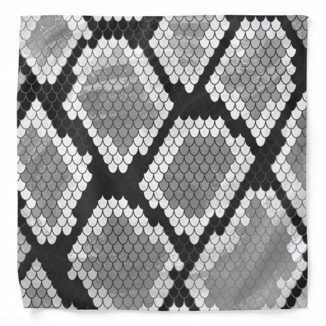 Snake Gray and Light Gray Print Bandana (Front)