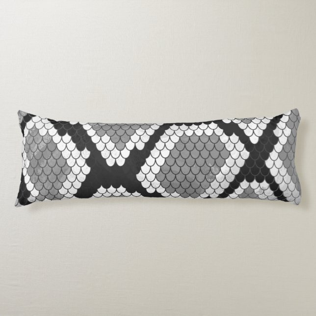 Snake Gray and Light Gray Print Body Pillow (Front)